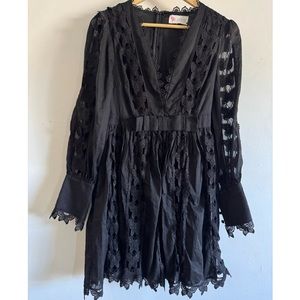 Boho L'ATISTE Black Lace Mini Dress